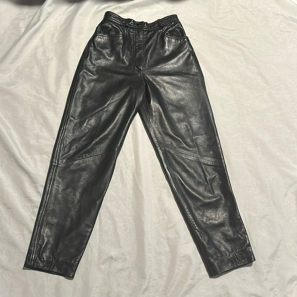 Vintage Arrow Black High Rise Leather Pants